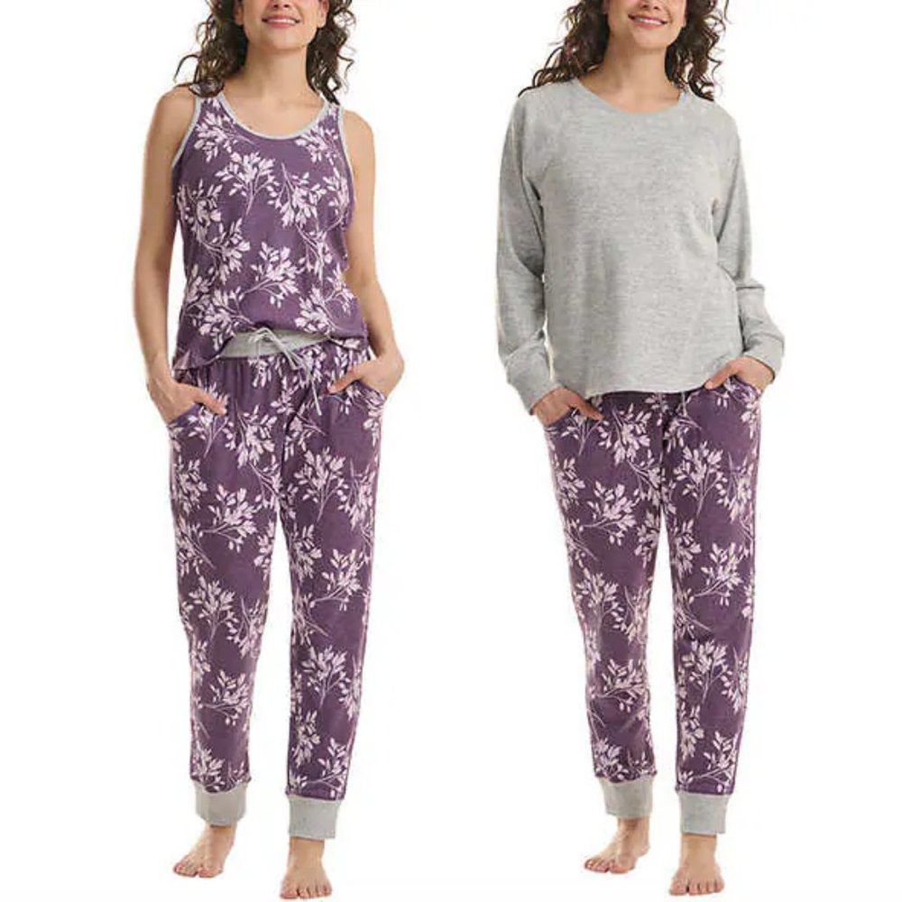 NWT Live Love Lounge Women's 3 Piece Pajama Lounge Set Purple Size M $75 FFF033